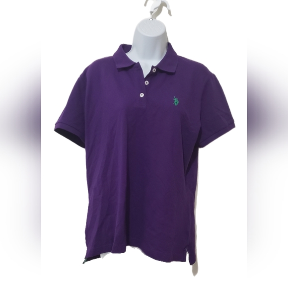 US Polo Assn Ladies Top Size Medium Orange And Purple Gently Used Short Sleeves - Picture 4 of 7
